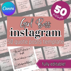 Girl Boss Instagram Post Template For Instagram Editable Canva Template Positive Affirmation Quote Canva Templates For Entrepreneur Quotes