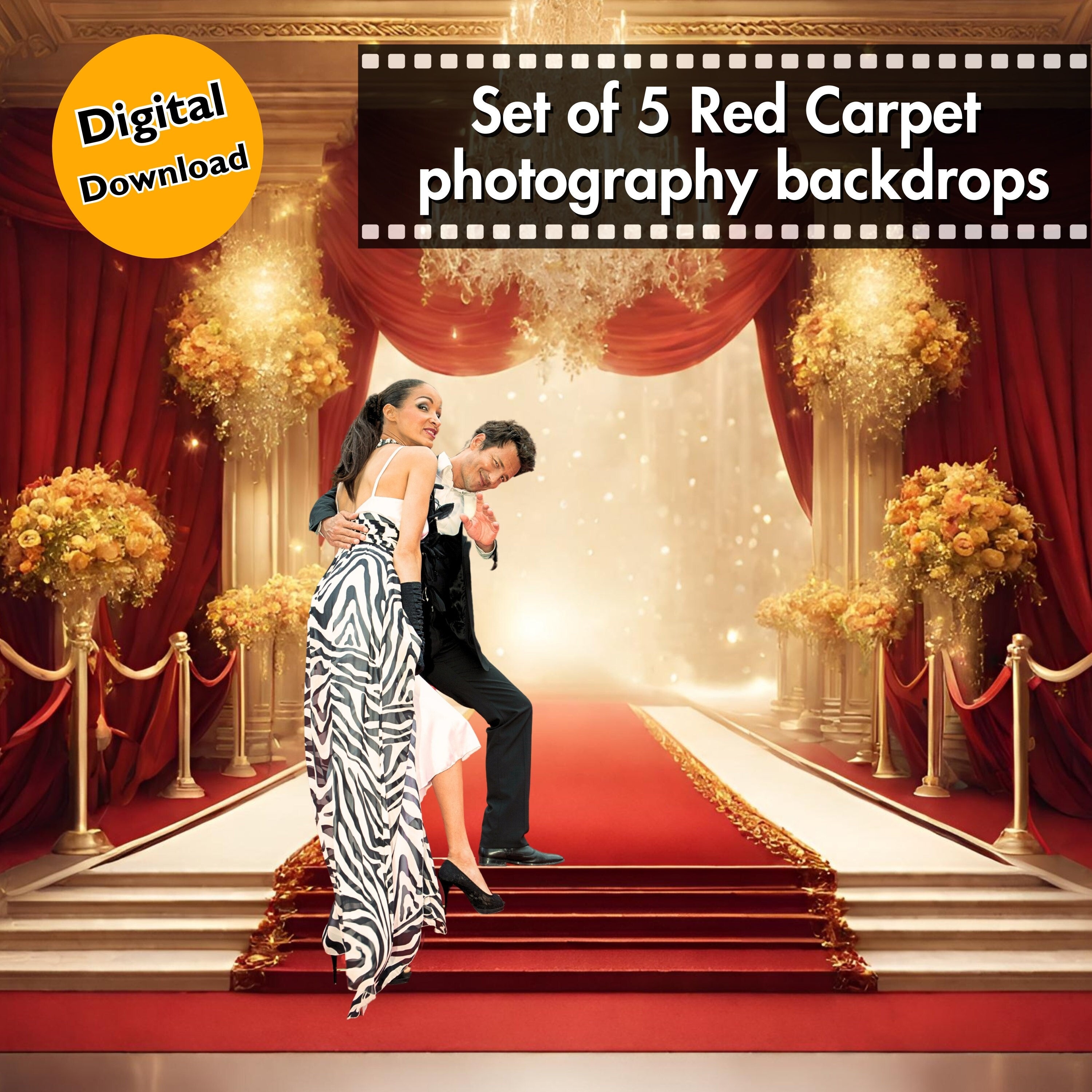 DreaMax Hollywood Theme Party Decorations Photo Backdrops Red Carpet Backgrounds Vinyl Photography Background Backdrops for Wedding Birthday Party