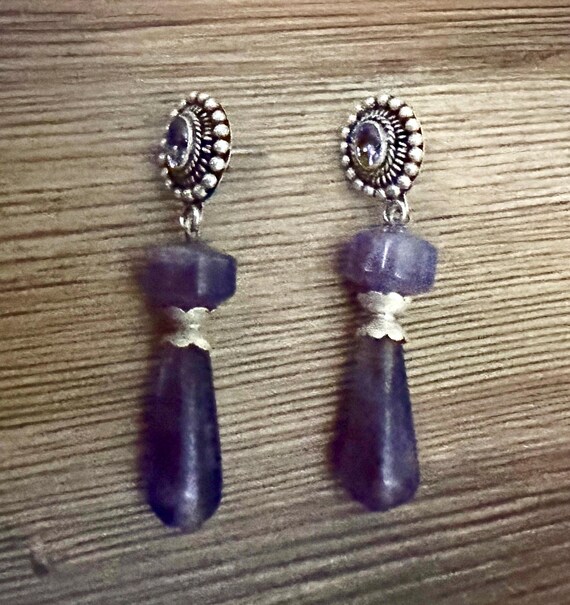 Artisan Large Amethyst Solid Sterling Silver Dang… - image 8