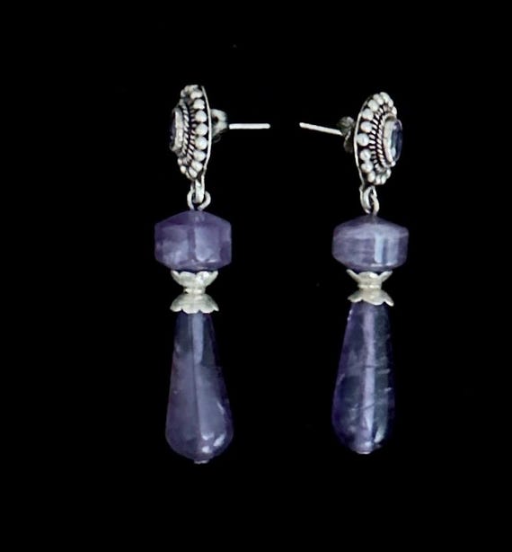 Artisan Large Amethyst Solid Sterling Silver Dang… - image 10