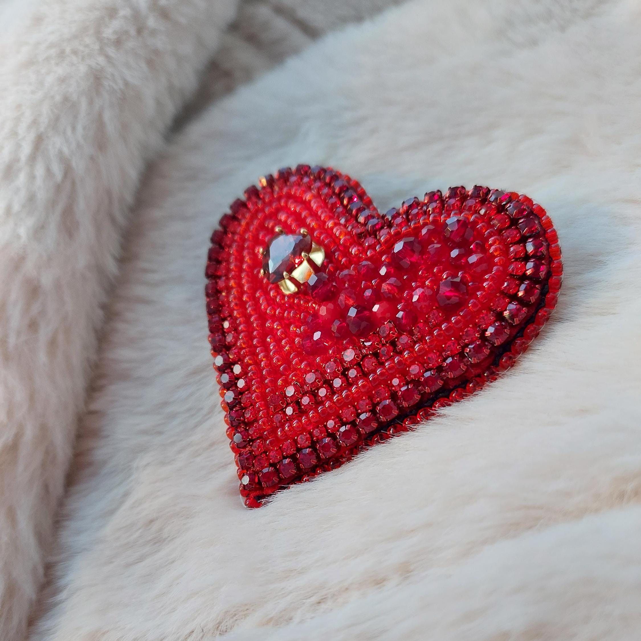 Red Heart Shape Brooch