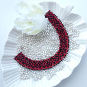 Beaded Choker Necklace: Red & Black Ethnic Boho Jewelry