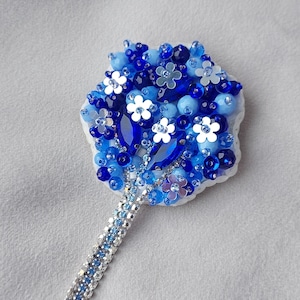 Blue Forget-Me-Not Brooch Bouquet: Beaded Flower Brooch