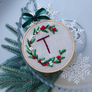 Personalized Christmas Embroidered initial Ornament: Baby Custom Ornament, New Baby Gift First Christmas