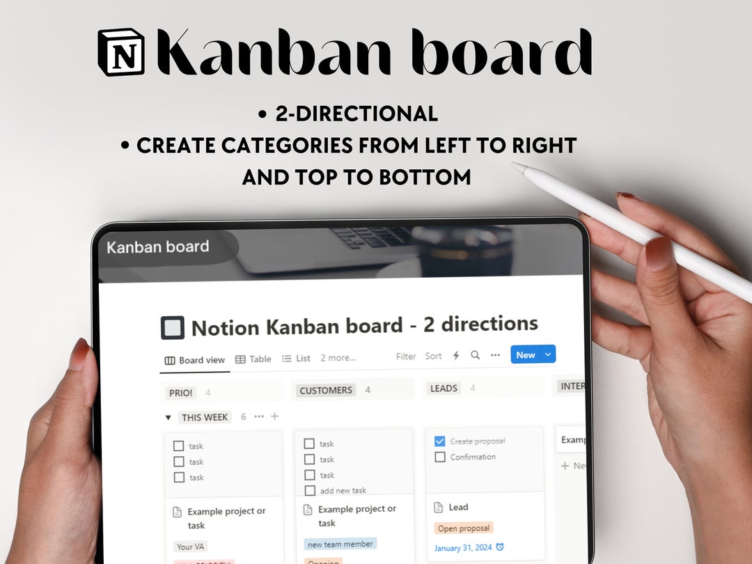 Notion Kanban Board Notion Template Weekly to Do Board to Do List
