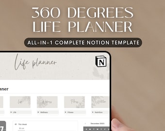 Notion Life Planner Template, All-in-One Digital Dashboard