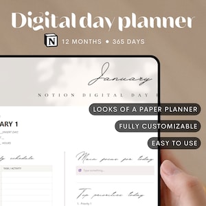 Planer dzienny Notion - estetyczny szablon Notion - planer cyfrowy - Planer dzienny - Lista rzeczy do zrobienia Notion - Jedna strona dziennie - Możliwość ponownego użycia