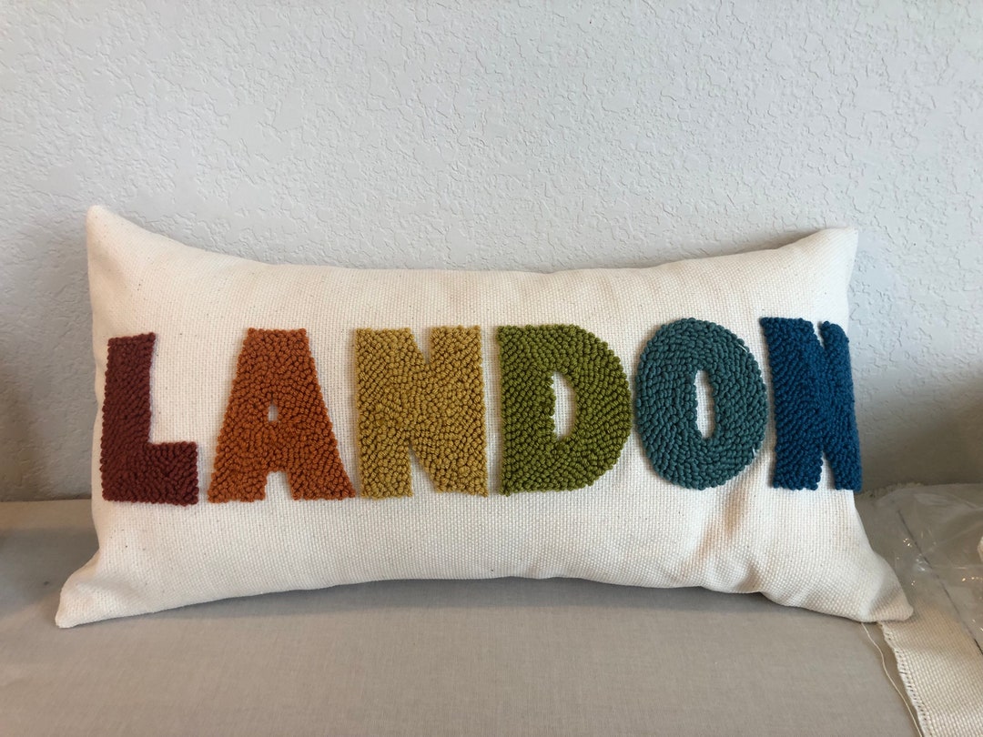 Custom Punch Needle Name Pillows Etsy