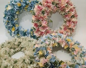 Rag Wreath / Shabby Chic Wreath / Fabric Wreath / Wall Hanging / Table Decoration/ Pastel Wreath  / Birthday Gift / Cottage Decor