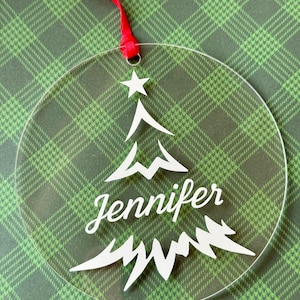 Personalized Acrylic Christmas Ornament: Custom Name, Red/White/Green