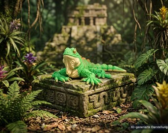 Rörlig leguan – Realistisk 3D-utskriven modell – Reptildekor – Presentidé för djurälskare