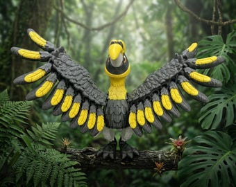 Realistic Great Hornbill – 3D-Printed Decorative Figure Exotic Bird from a 3D Printer Colorful Animal Figurine Decoration