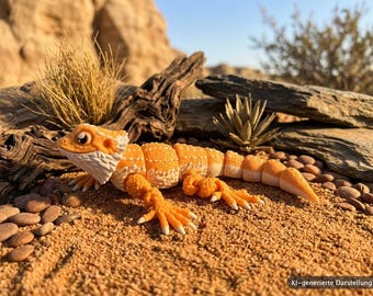 Rörlig skäggagam – Realistisk 3D-utskriven modell – Reptildekor – Presentidé för djurälskare