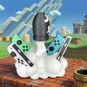Joy-Con Halter Wolke mit Rakete – 3D-gedruckte Halterung für 4 Nintendo Switch Controller – stylische Aufbewahrung