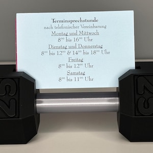 Visitenkartenständer in Form einer Hantel – ein echter Hingucker!