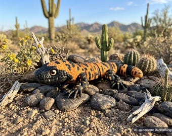 Rörligt Gila-monster – Realistisk 3D-utskriven modell – Reptildekor – Presentidé för djurälskare