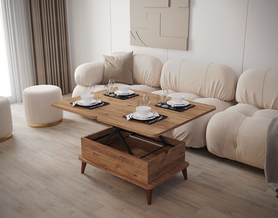 Lift Top Extendable Coffee & Dining Table With Storage Space Etsy