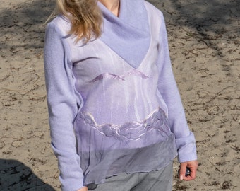 Wool purple sweater Felting sweater Art sweater Handmade sweater Custom art sweater