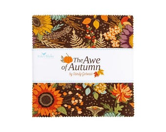 The Awe of Autumn 5&quot; Stacker, Charm Pack by Sandy Gervais for Riley Blake Designs