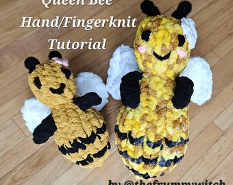 Hand-/vingergebreide Queen Bee & Mini Bee-tutorial