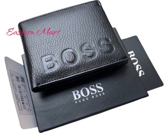 New Men's Hugo Boss Genuine Original Leather Wallet for Credit Card, Notes & Coin Pocket Holder for Gift