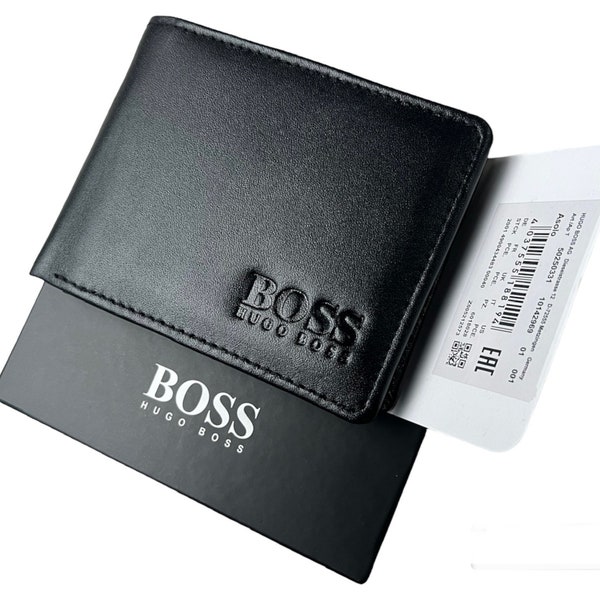 New Hugo Boss Men's Bifold Genuine Leather Wallet Credit Card, Notes & Coins