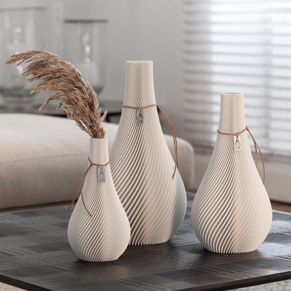 Vase Twist par ICONIC HOME | Vase 3D | durable | tourné | Vase décoratif | Vase