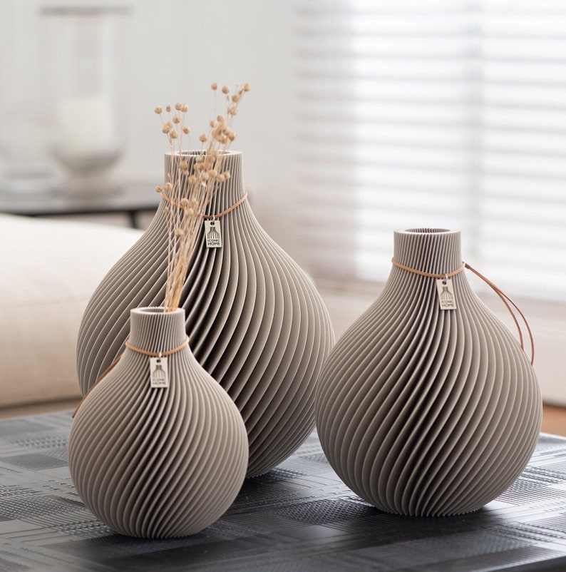 Vase Sphere von ICONIC HOME in greige - 3er Set Vasen