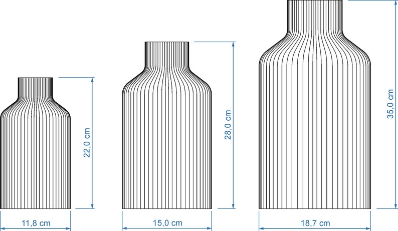 Größen der Vase Pure von ICONIC HOME