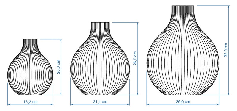 Größen der Vase Sphere von ICONIC HOME
