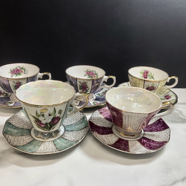 vintage cups and saucers, cups and saucers, dining and kitchen, home decor, home living, drinkware,gift