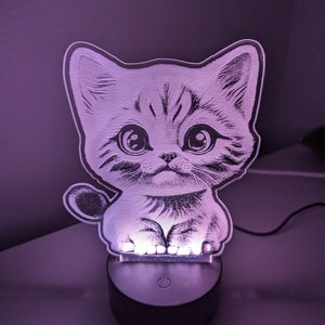 Katzen Lampe, Nachtlicht 3D Bild inkl. Farbwechsel mit