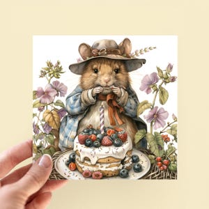Cartes d'anniversaire campagnols, jolies cartes d'anniversaire animaux des bois, cartes rongeurs, carte pour enfants, carte pour elle et lui, illustrées et personnalisées