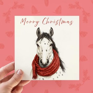 Biglietto di Natale personalizzato con cavallo, biglietto di Natale personalizzabile con cavallo, biglietti con animali del bosco per lui, biglietti con cavallo Appaloosa in bianco e nero