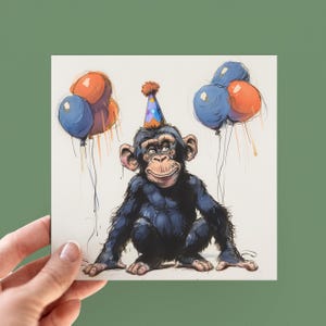 Cartes d'anniversaire de bébé chimpanzé, cartes de voeux de chimpanzé, cartes de singe drôles, carte pour les amoureux des animaux et de la faune, message personnalisé