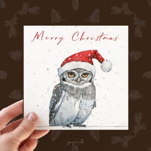Carte de Noël personnalisée hibou des neiges, carte de hibou pour les amateurs d'oiseaux, carte de Noël personnalisée cartes de hibou de Noël de la faune pour lui pour petit ami