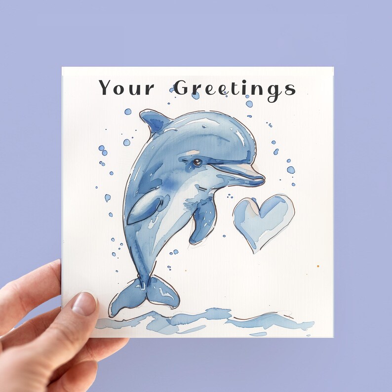 Personalised Dolphin Greeting Card, Unique Illustrated Card for Sea ...