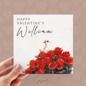 Tarjetas de San Valentín personalizadas con forma de paloma blanca, tarjetas de amor personalizadas para esposa, tarjetas de rosas rojas para ella, tarjetas de "te amo" para esposo, tarjetas con forma de paloma