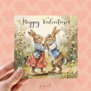 Carte de Saint-Valentin personnalisée avec lapin, cartes de lapin personnalisables pour les amoureux des animaux, cartes d'anniversaire de lièvre pour lui, cartes d'amour pour femme mari