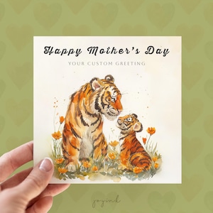 Tarjeta personalizada para el Día de la Madre con tigres, tarjetas de animales para mamá, tarjetas de tigres para mamá, tarjeta para la mejor mamá del mundo, tarjeta para el Día de la Madre con tigres, reina