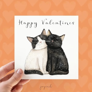 Carte de Saint-Valentin personnalisée avec chats, cartes de chat personnalisables pour petite amie, cartes mignonnes pour les amoureux des chats, carte de chat noir pour les couples, petit ami
