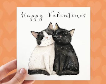 Tarjeta de San Valentín personalizada con gatos, tarjetas personalizables para novias, tarjetas lindas para amantes de los gatos, tarjeta de gato negro para parejas y novios.