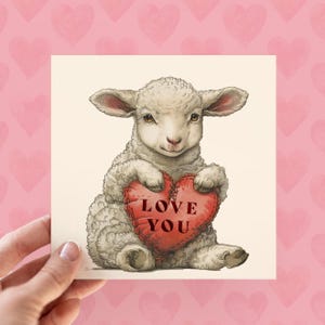 Cartes personnalisées d'agneau, joyeuse Saint-Valentin, cartes d'anniversaire pour enfants, carte de premier anniversaire, carte d'anniversaire de bébé fille garçon, cartes Je t'aime