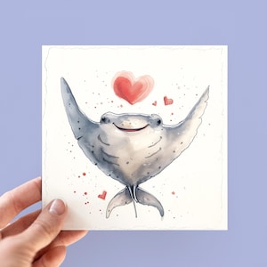 Gepersonaliseerde pijlstaartrogkaart, kaart geïllustreerde zeedieren, aangepaste pijlstaartrogkaarten, kaart voor dierenliefhebbers, kaarten met oceaanthema, kaart voor hem