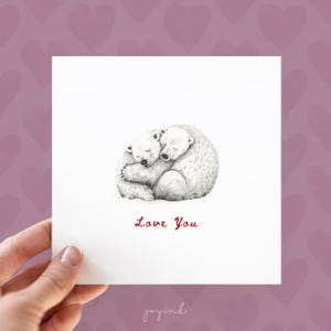 Gepersonaliseerde ijsberenkaart, kaarten dierenliefde voor man vrouw, vrolijke kerstkaarten voor haar hem, geïllustreerde valentijnskaart jubileum
