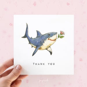 Personalised Great White Shark Thank You Card, Funny Jaws Shark Cards for Him Her Friends, Custom Teachers Card, Gratitude Appreciation Card