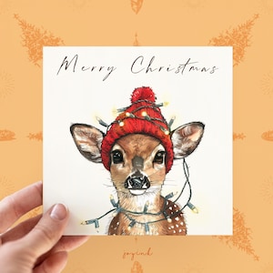 Carte de joyeux Noël personnalisée avec renne, cartes de voeux de Noël personnalisables avec cerf pour les amoureux des animaux, cartes de renne pour lui