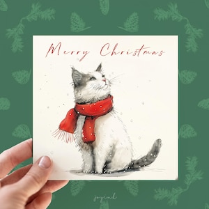 Carte de Noël chat personnalisée, Cartes de voeux de Noël chat personnalisables, Cartes de vœux de Noël animal pour parents d'animaux de compagnie, Papa chat, maman chat