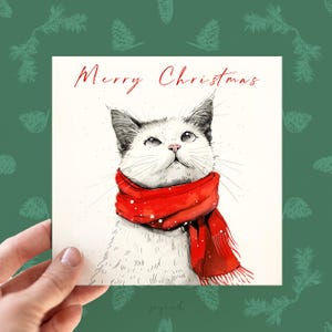 Cartão de Natal personalizado com gato, Cartão de Natal com gato, Cartão de Natal personalizado, Cartão de Natal personalizado, Cartão para ele e para ela, Cartão de Feliz Natal