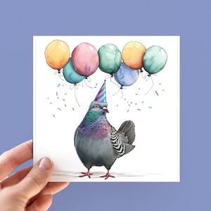 Party Taube Geburtstagskarte, Lustige Tauben Grußkarten, Karte für Sie und Ihn, Karte für Freunde, Taubenliebhaber Geschenke, personalisierte Nachricht